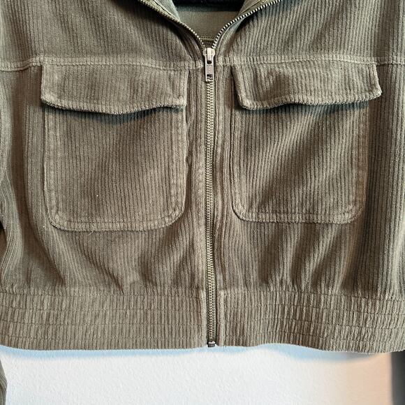Aerie Groove On Ribbed Cropped Jacket Green Zip Front Size XS - Picture 5 of 10
